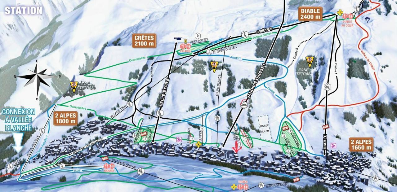 Residence Plein Sud A Cote Jandri Express, Front De Neige, Vue Splendide, Label 2 Alpes, Classe 2 Etoiles Tourisme 莱德萨阿尔卑斯 外观 照片